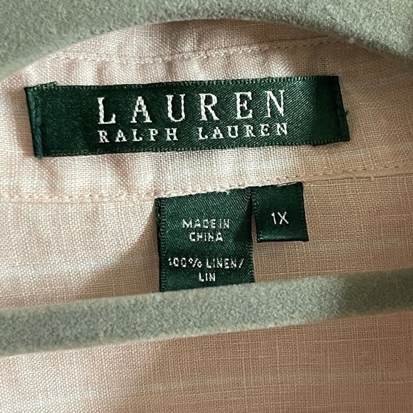 Ralph Lauren Logo Embroidery Women's Linen Shirt Size 1X - Picture 4 of 7